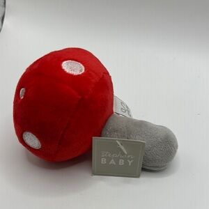 💚10 Stephan Baby Red and Gray Plush Mushroom Toy Rattle NWT